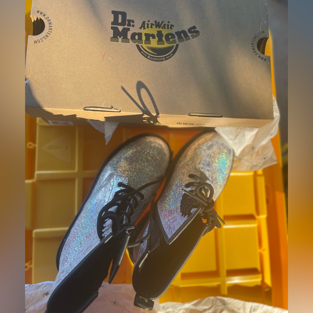 Dr. Martens Holographic Silver Boots